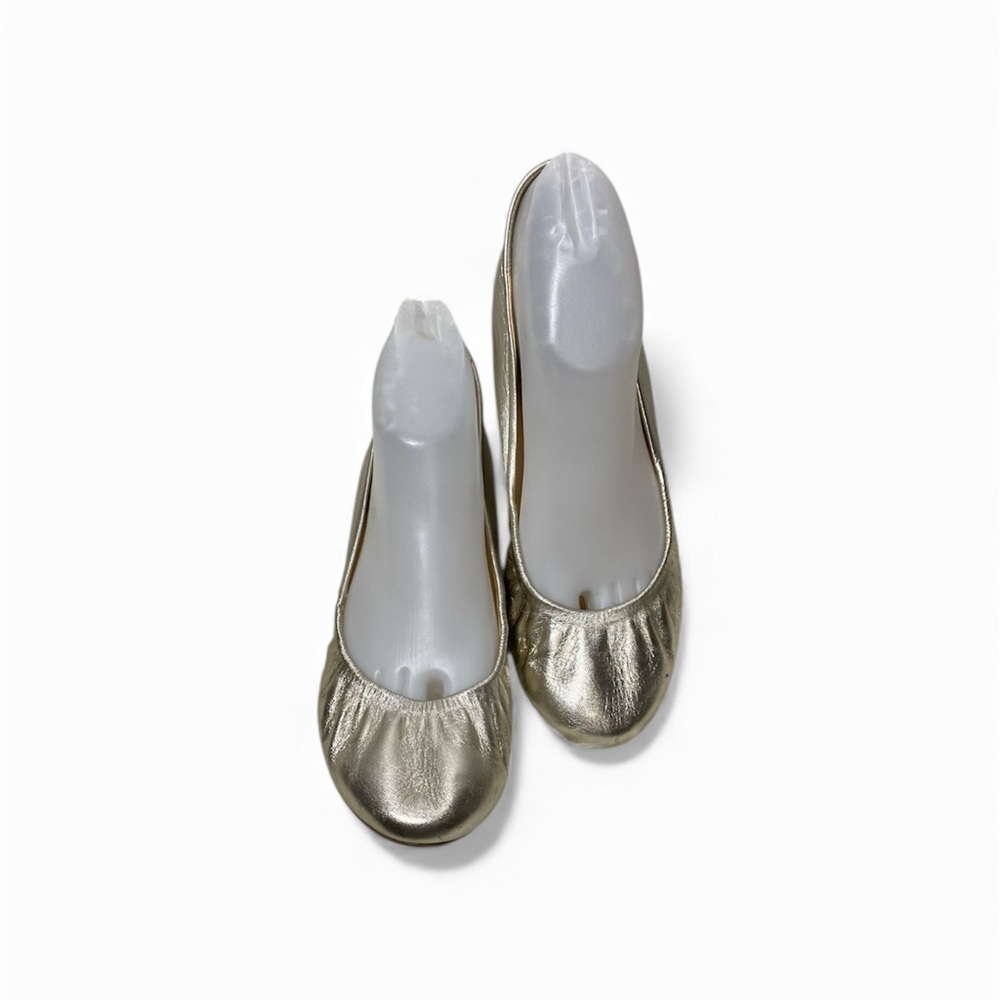 J. Crew Silver Metallic Leather Ballerina Flats Sz-8